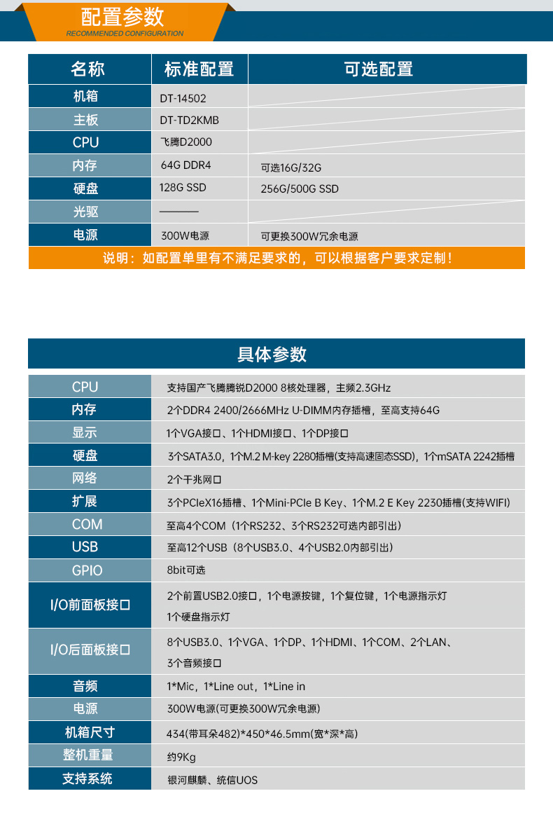 国产飞腾腾锐D2000 CPU,1U上海上架式上海工控机,DT-14502-TD2KMB.jpg